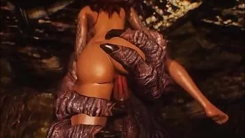 Abspielen Beastly Skyrim - Jägerin fickt ihren Haustiertroll
