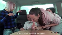 play Two Horny Bitches and a Blonde in a Filthy Car Extravaganza